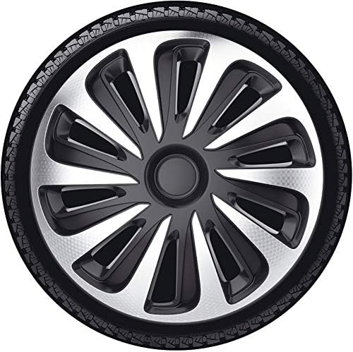Автоматски стил поставени тркала опфаќа калибар 14-инчен сребрен/црн изглед на јаглерод