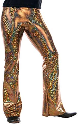 Револвер Мода / Фунстигатори Фестивал Облека: Машки Холографски Разгорени Диско Панталони За Нозе - Направени Во САД