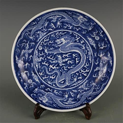 Zjhyxyh Кинески стил Дневна соба Дома керамичка плоча Jingdezhen Античка керамичка чинија со сина и бела змејска плоча