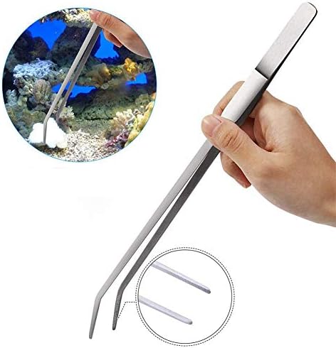Ангжили 5 во 1 аквариум ножици шпатула алатки не'рѓосувачки челик Аквариум растителен комплет за резервоар за риби, вклучуваат директно и заоблени