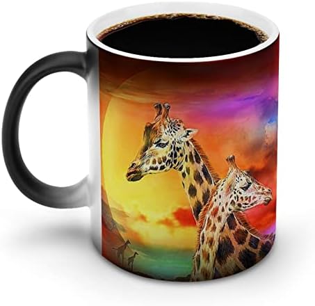 Жирафи Виножито Креативна Промена На Бојата Керамичка Шолја За Кафе Кригла Што Ја Менува Топлината Смешно За Домашна Канцеларија