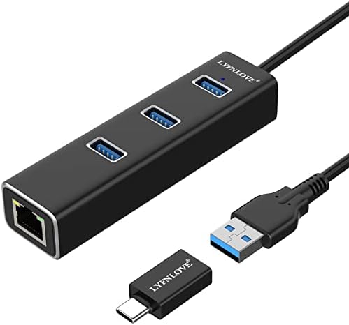 USB 3.0 ЦЕНТАР Со Gigabit Ethernet Порта, 3-Порт USB ДО Етернет Адаптер СО USB C Адаптер, Алуминиум USB Екстендер Сплитер За Лаптоп, MacBook,