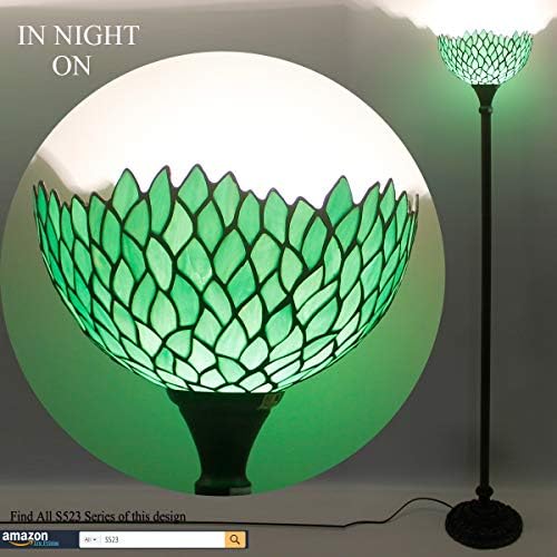 Werfective Tiffany Floor Larm Green Wisteria Inked Glass Light 12x12x66 инчи Полјак