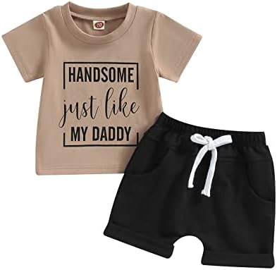 Облека за новороденчиња за момчиња со кратки ракави, маица врвови на еластични шорцеви за половината, симпатична дете летна облека