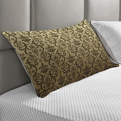 Амбесон Викторијан ватиран перница, гроздобер времиња класичен дизајн со цветни лисја како уметнички принт, стандарден наслов на перница