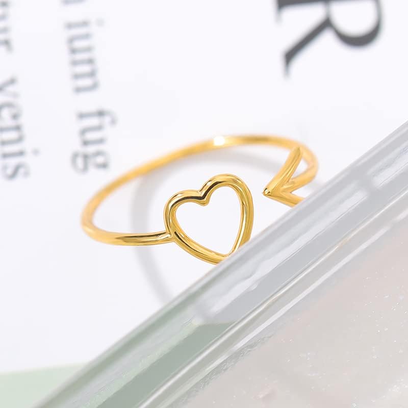 T3store Arrow има за цел срцев ринг рачно изработен накит злато романтичен прилагодлив loveубовен накит за жени - зелена - оптимист -57475