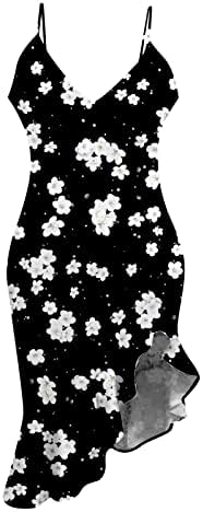 Елегантен фустан на женски цвеќиња од цвеќиња од шпагети без ракави, фустани за фустани со фустани за коктел, фустани за коктел, фустани за