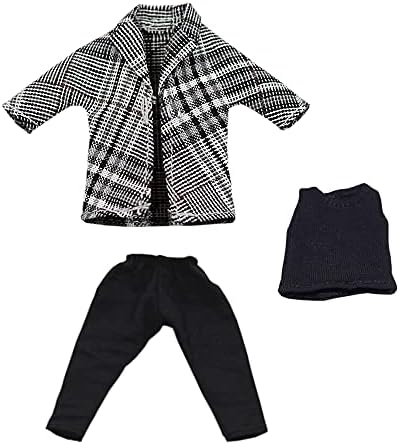 Палто Niannyyhouse + Vest + панталони 3-парчиња поставени карирани јакна 1/12 BJD DOL