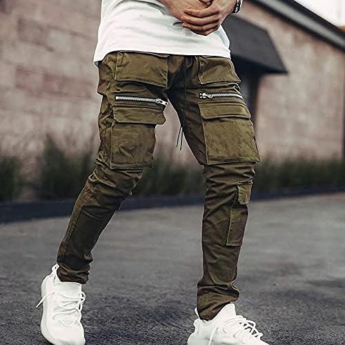 Дудубаби Менс лесни панталони Машки панталони со повеќе џеб мали нозе тенки алатки за обични панталони