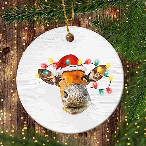 3 инчи Божиќна висорамнината крава цитат украси весели Кристос Божиќни светлосни Божиќни украси за деца момчиња Девојки кои висат украси за украсување на новогоди