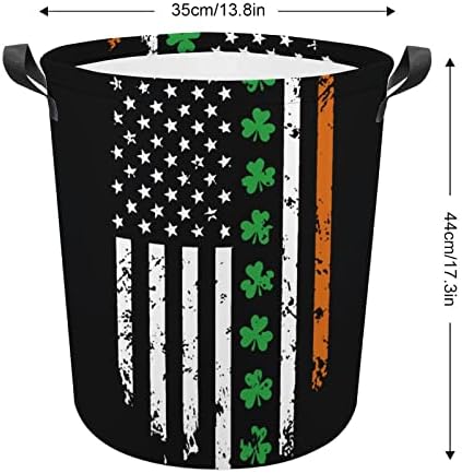 Ирско Американско Знаме Со Детелина Кошница За Перење Склопувачки Алишта Ја Попречуваат Кантата За Перење Облека Торба За Складирање