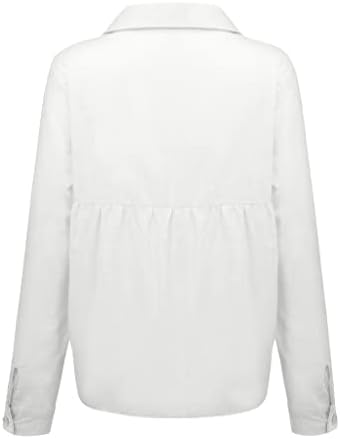Долга ракав кошула за блузи, дама V-врат со цврста боја на врвови на врвови на врвови, трендовски лабава фит мета тунична обична резервоар маица