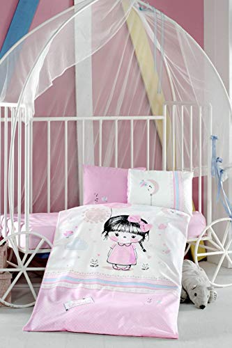 памук за постелнина за бебиња симпатична девојка тематска расадник за кревет за бебиња, детски креветчиња за постелнина за девојчиња,