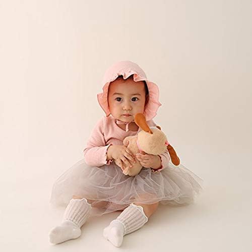 Babyелетри Бебе капа за капаци на мали деца Модна принцеза Руфл Муслин Поставена капаче за новороденче Лајси Бејни, 3м 6 метри 12м