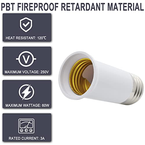 Masendelk E27 до E27 Extender на светлосен приклучок, 2 инчи / 52см продолжение на средна сијалица за додаток на сијалички, додаток за адаптер
