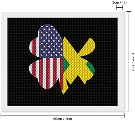 Американски Јамајка знаме Шамрок Дијамантски комплети за сликање 5d DIY целосна вежба Rhinestone Arts Wallид декор за возрасни 16 x20