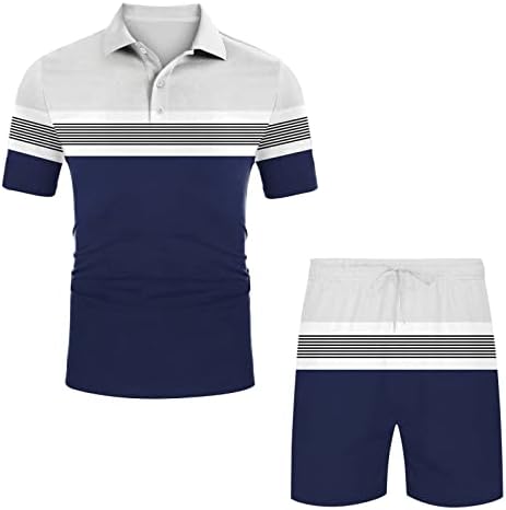 Маж и шорцеви за кратки ракави за мажи и шорцеви поставени летни 2 парчиња облека за облека за мажи дополнително тенок вклопување