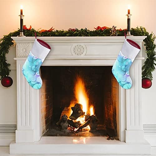 Сина мермерна текстура Црвена Божиќна празничка чорапи дома украси за Божиќно дрво Камино виси чорапи