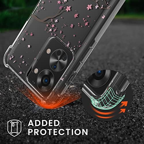 Cwmobile Crossbody Case компатибилен со OnePlus Nord 2T 5G Case Case - Цвери од цреша розова/темно кафеава/транспарентна