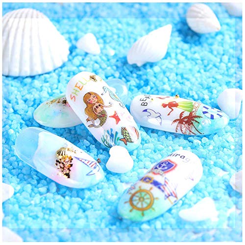 Додатоци за налепници за уметност со нокти за деца за само-лекови за нокти на плажа за жени девојки сирена море животинско галење