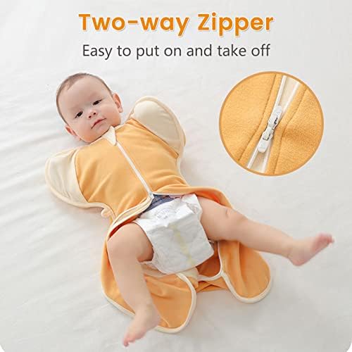 Zigjoy Преодно бебе Свадл вреќа за спиење, памучна патент, патен патент, носат ќебе за раце за бебе руно 1.0 Tog 0-3months