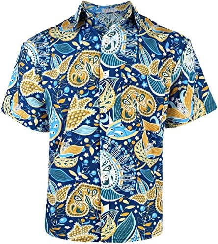 Машка Хавајска Кошула Аинико Кратки Ракави Печатени Кошули Секојдневно Копче Летен Фустан На Плажа За Мажи