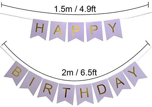 ПРЕКРАСНА Битон Голема Виолетова Среќен Роденден Банер, Бдд Декорации Позадина Подарок За Маж Жена Деца Тинејџери