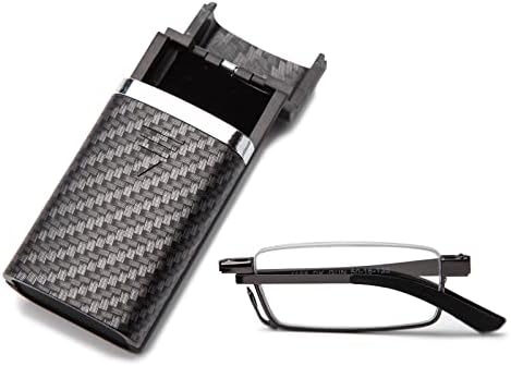 Amorays преклопување на очила за читање за мажи, сино светло блокирање на преклопливи преносни компактни читатели, џеб со тврди