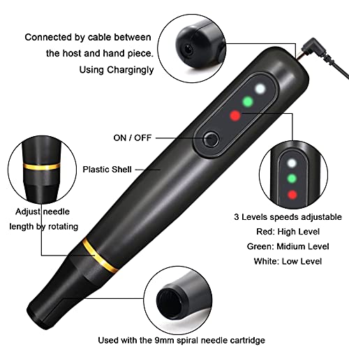 Гуапа Црна Постојана Шминка Ротациона Машина За Тетовирање Со LED Дисплеј 3 Нивоа На Брзина Лесен Молив За Очи За Веѓи Машина За Микроблејдинг