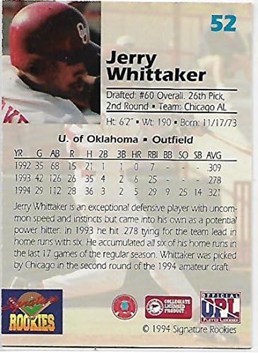 1994 потписи за дебитанти нацрт-потписи 52 Jerry Whittaker NM-MT Auto 269/7750 White Sox