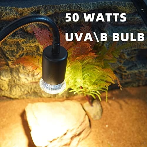Топлосна ламба за топлинска ламба за влекачи на рептил 50W, UVB UVA Samll Samll Sun Sun For For Bearded Dragon Tortoise