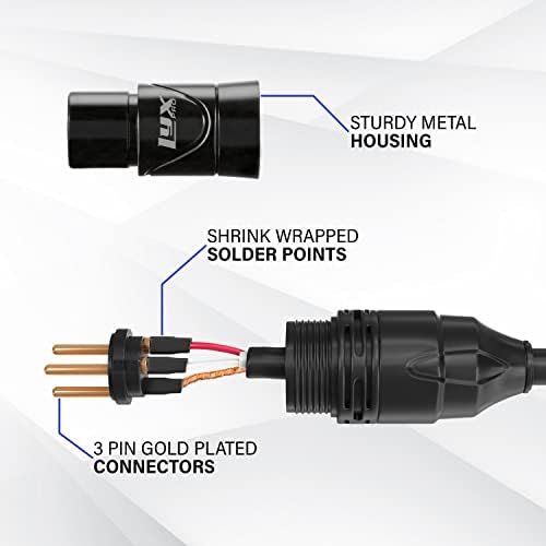 Lyxpro 15 стапки xlr микрофон кабел избалансиран машки до женски 3 пински микро кабел за напојувани звучници аудио интерфејс професионален