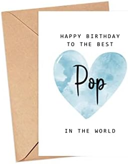 Moltdesigns Среќен роденден на најдобрата поп во светската картичка - Поп -картичка за роденден - Поп -картичка - Подарок за Денот на таткото