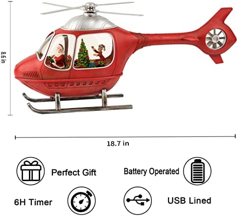 Божиќни снежни глобуси хеликоптер музички фенер, Дедо Мраз Клаус новогодишна елка и деца сцена USB напојување и батерија, подароци за украси за