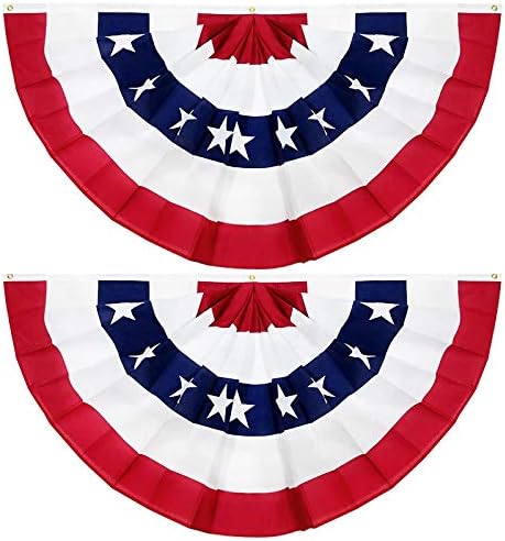Турнир 2 пакет 3x6 стапки Големи американски знамиња кои се караат патриотски starsвезди ленти со плетенка на фан САД знаме транспаренти