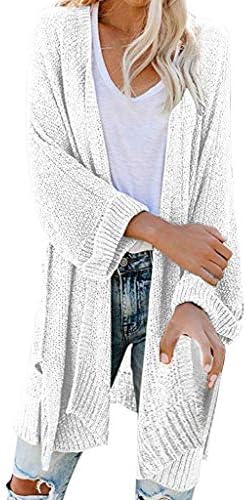 Nyybw Womenенски кардиган џемпер надвор од облеката со долг ракав, плетен џемпер, зимски шик со средна должина јакни за надворешна облека