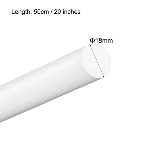 Uxcell 2pcs пластична тркалезна шипка 3/4 инчи дијамара 20 инчи бела полиоксиметилен шипки Инженерски пластични тркалезни шипки