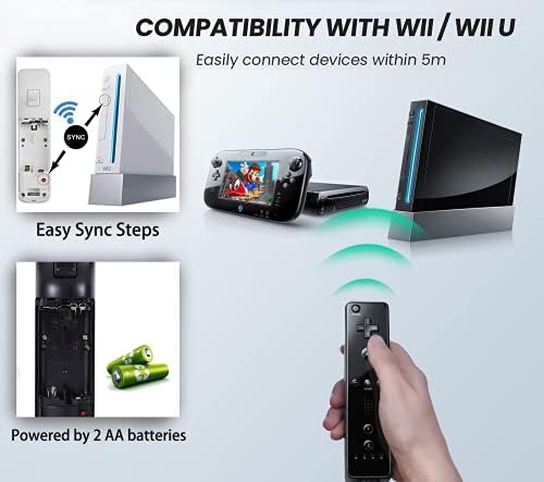 PGYFDAL 2 Пакет Далечински контролер и Nunchuck Joystick за конзола Wii/Wii U, GamePad со силиконски куќиште и лента за зглобот за