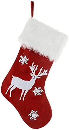 Божиќни Чорапи Крпа Божиќна Чорапа Торба И Божиќни Висечки Чорапи За Декорација На Забави И Божиќен Цртан Филм Црвен Сет Камин