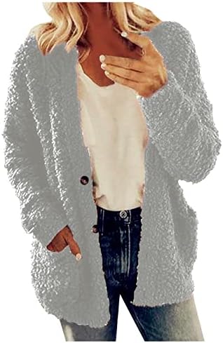 Experienceенски преголем патент на Шерпа јакна со џебови карирани руно худи зимска мечевана облека за надворешна облека