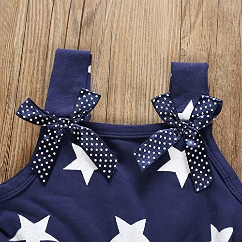 Магичен парк бебе девојки патриотска облека дете дете на 4 -ти јули облеки Детска американска знаме фустани starsвезди ленти фустани фустани