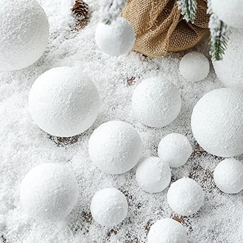 Qixivcom 24 пакет/ 2.5in Божиќна симулација Снежна топки за украсување на новогодишни елки, топка пена, виси Божиќна топка Снежни топки,