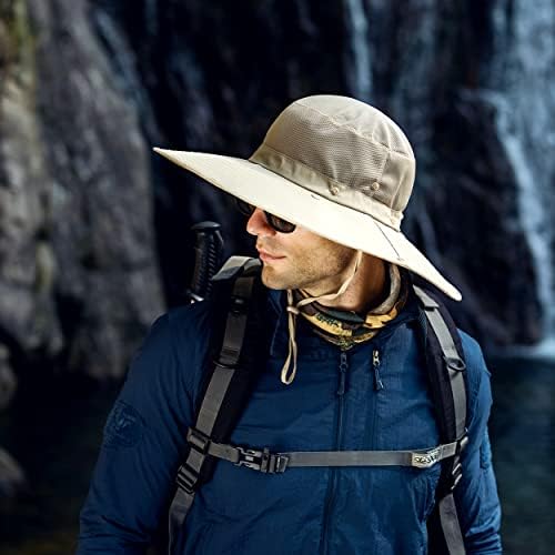 Менс сонце капа со УВ заштита Широки Сончеви капачиња за мажи за водоотпорни сончеви капи за кампување за пешачење во риболов