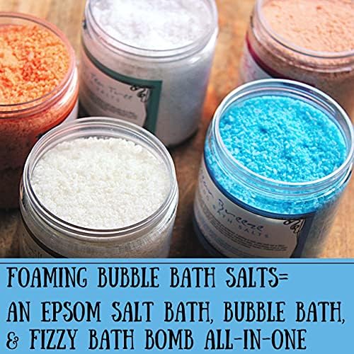 Bluebyrd Soap Co. Citrus Cedar Sage Foaming Bubble Bath Salts | Вегански гази меурчиња соли со бомби за бања | Епсом соли за бања со меурчиња