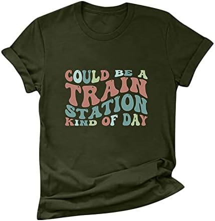 Womenените букви печатени врвови на летни летни маички со тркалез Туника Туника Туника Врвна маичка за блуза со блуза маица