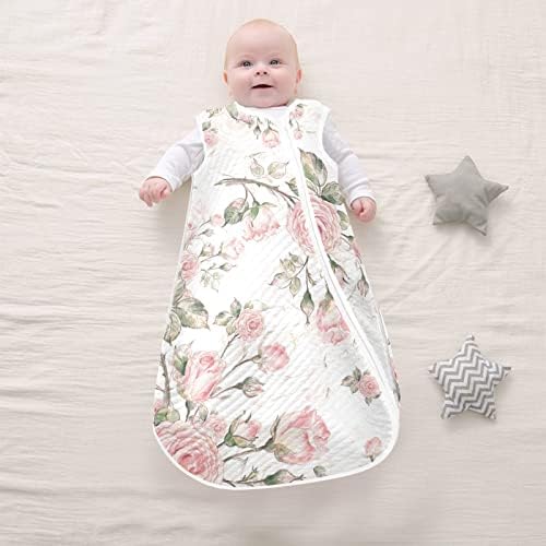 VVFELIXL вреќа за спиење за новородени бебиња, шик розови розови цвеќиња бебешки носење, носено ќебе, вреќа за спиење на транзиција