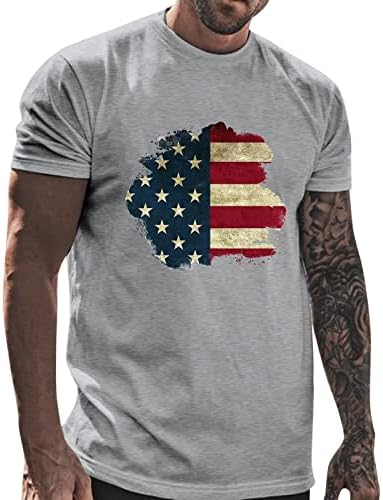 Патриотски маици за кратки ракави за мажи во Беуу, 4-ти јули Ден на независност на американско знаме летно секојдневно врвови на врвови