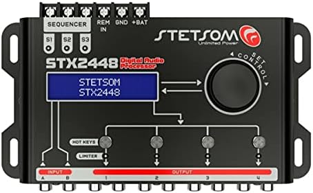 Stetsom STX 2448 DSP Кросовер &засилувач; Еквилајзер 4 Канал Целосна Дигитален Сигнал Процесор