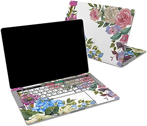 Cavka vinyl Decal Skin компатибилна за MacBook Pro 16 M1 Pro 14 2021 Air 13 M2 2022 Retina 2015 Mac 11 Mac 12 Print Blue Floral Design Pink Cover