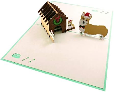 Igifts и картички Симпатична Corgi Family Christmas Christmas 3D Pop Up Felest Card - Сезонски честитки, радост, надеж, среќа, сезона на празници,
